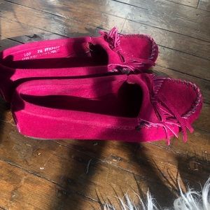 Minnetonka Kilty Suede Moccasins